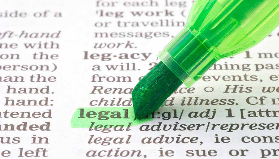 The word "legal" highlighted